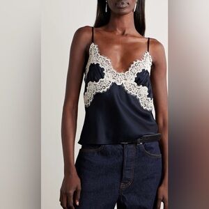 Doen Neria Silk lace camisole top in navy XL